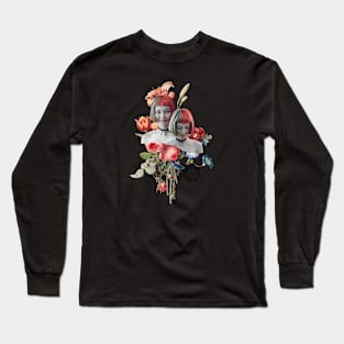 Surreal Female and Floral Collage Art Long Sleeve T-Shirt